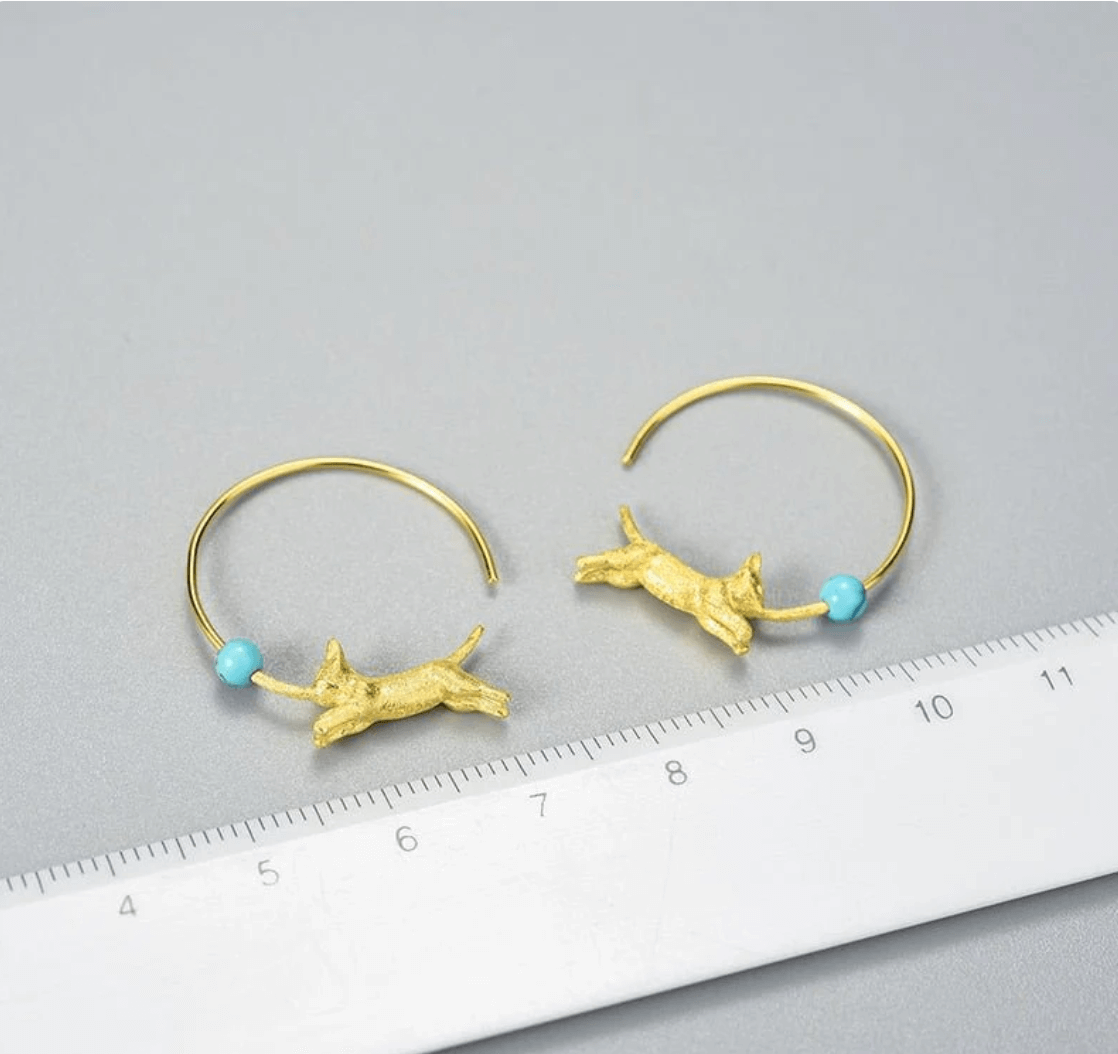 Playing Cat - Hoop Earrings