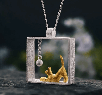 Playing Cat - Handmade Pendant