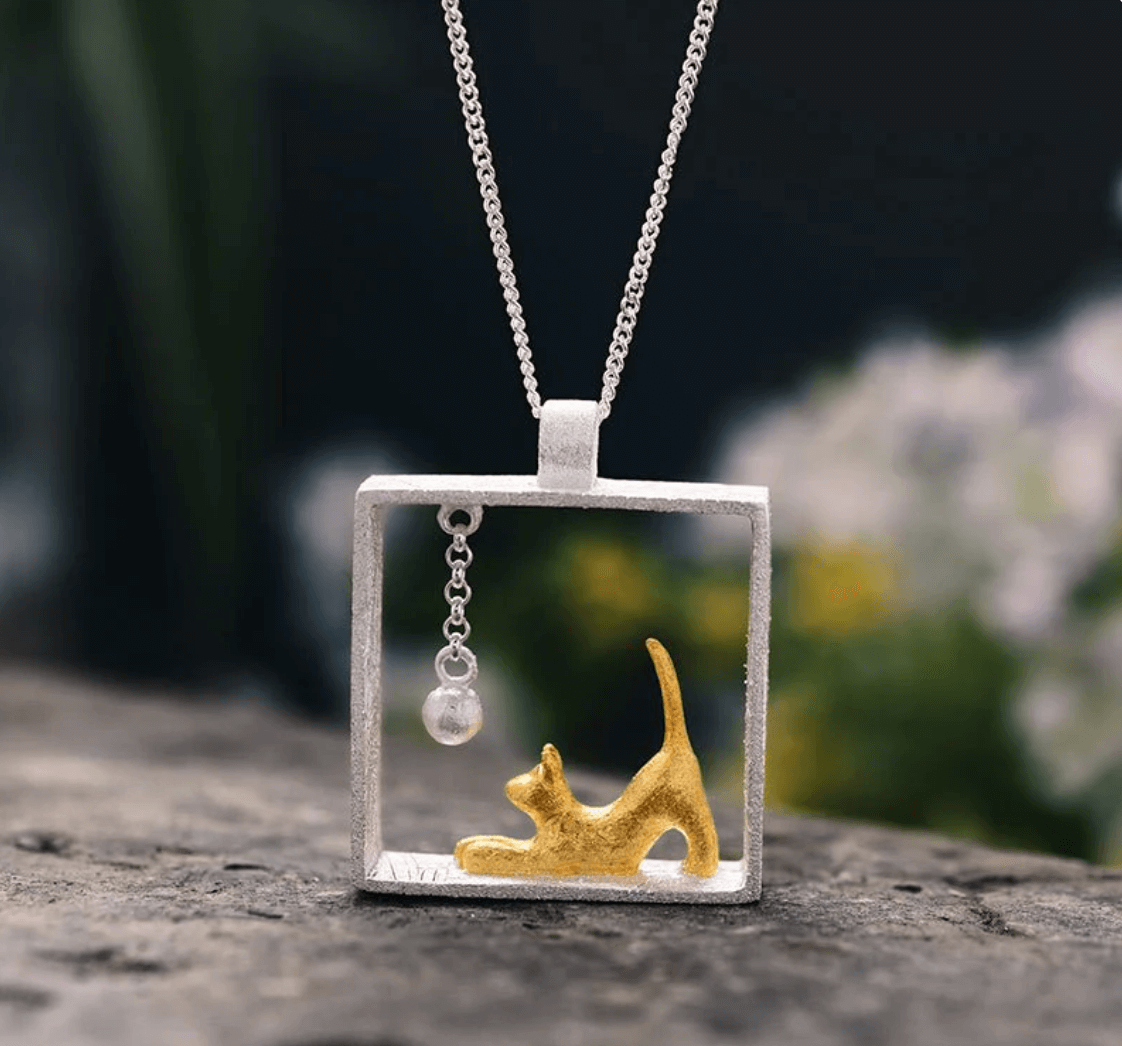 Playing Cat - Handmade Pendant