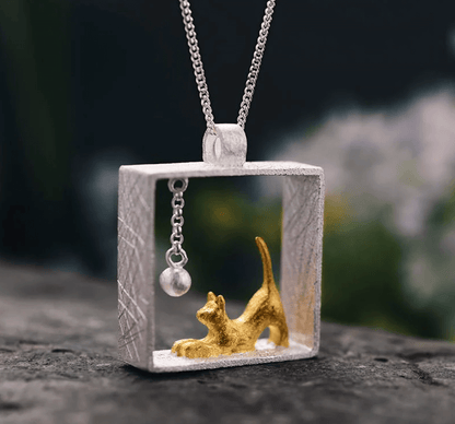 Playing Cat - Handmade Pendant