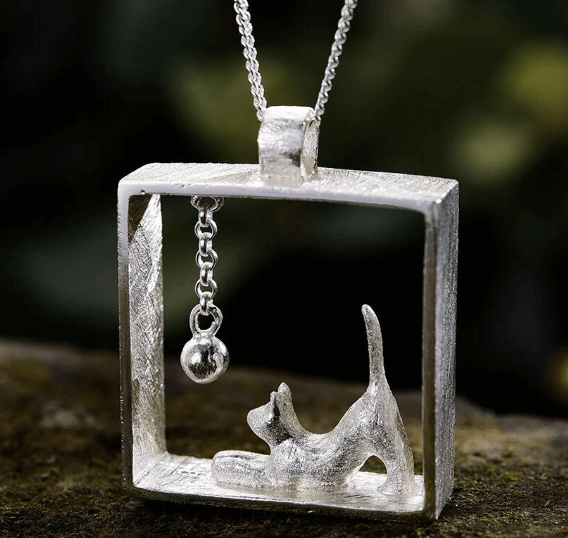 Playing Cat - Handmade Pendant