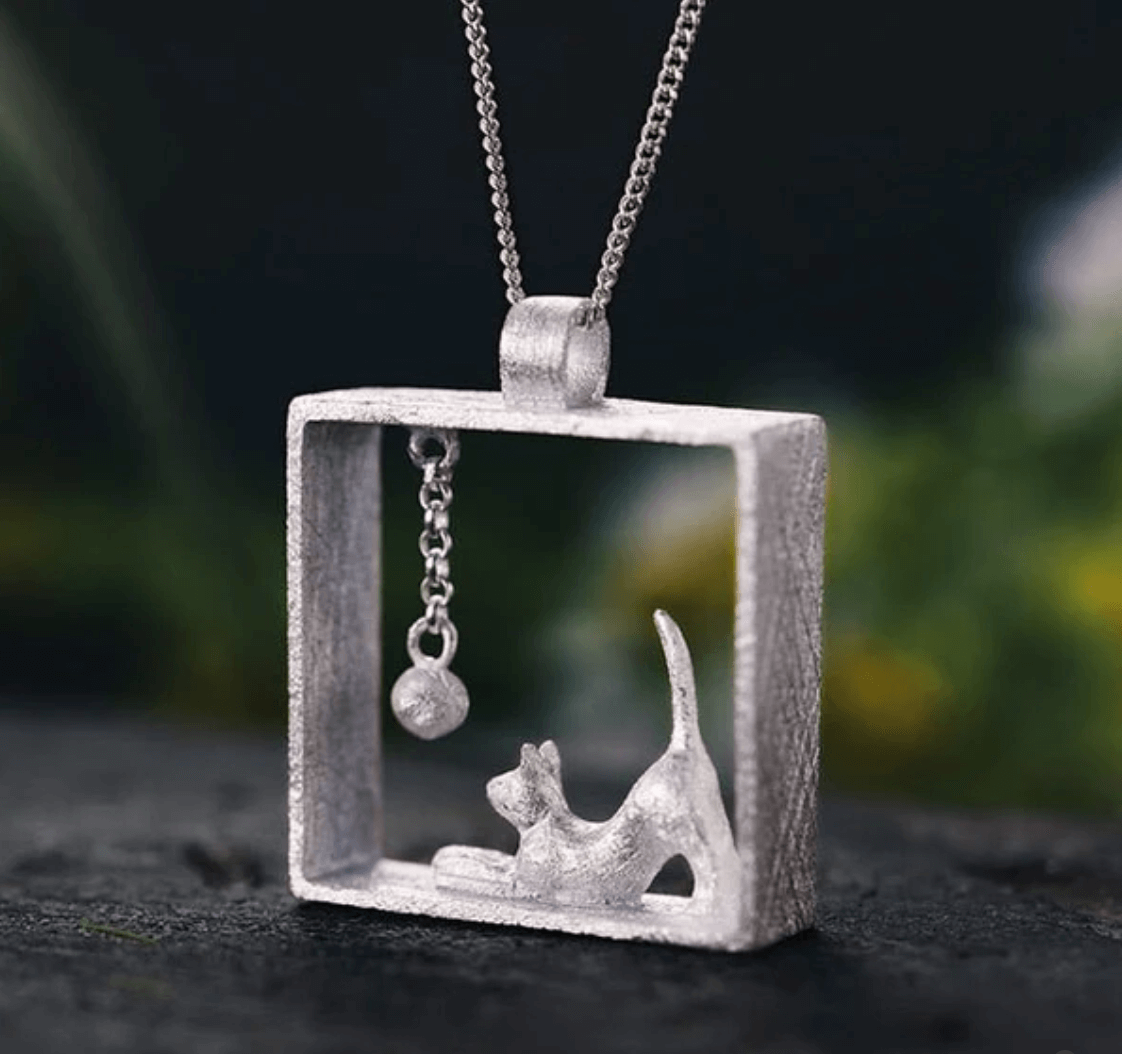 Playing Cat - Handmade Pendant