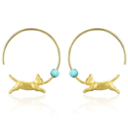 Playing Cat - Hoop Earrings