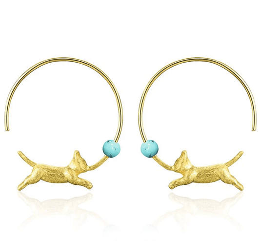 Playing Cat - Hoop Earrings