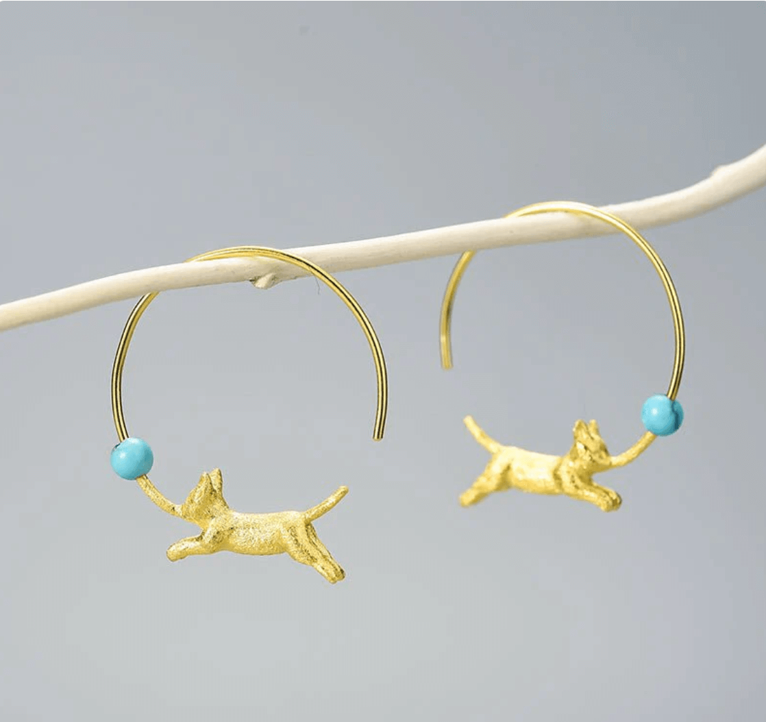 Playing Cat - Hoop Earrings