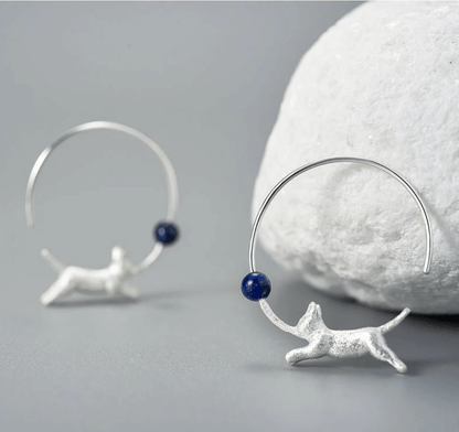 Playing Cat - Hoop Earrings