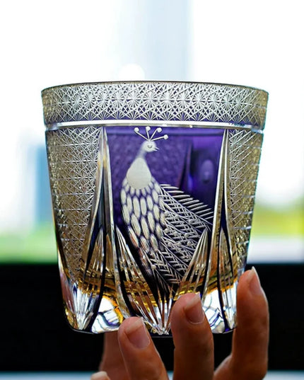 Edo Kiriko Whisky Glass – Emerald Peacock