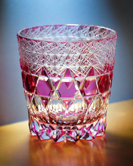 Edo Kiriko "Fluorite" Whisky Glass & Wooden Box