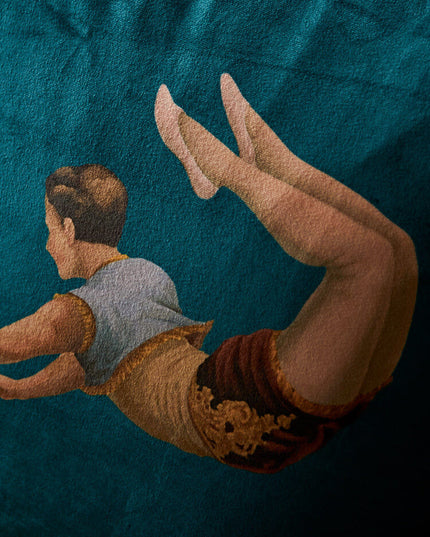 20th Century Trapeze Artist Girl&Boy  Velvet Fringe Cushion