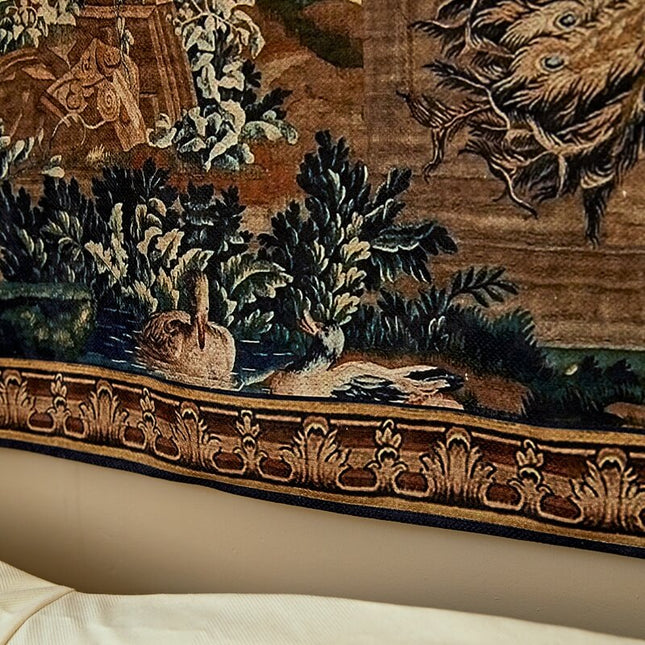 17th Century Verdure  Handmade Peacock Roman Garden Print Tapestry