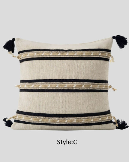 Antique Modern Woven Cotton-Linen Throw Pillow Cover
