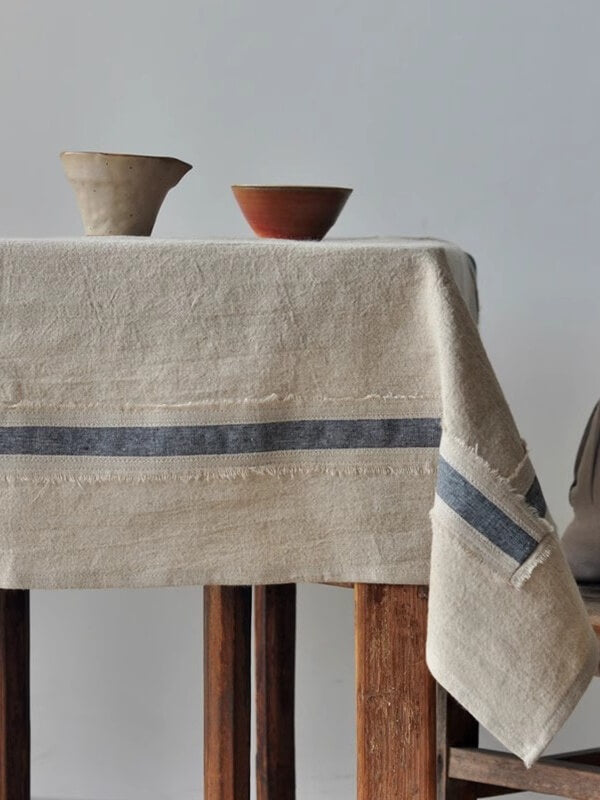 Blue & Gray Stripe Tablecloth