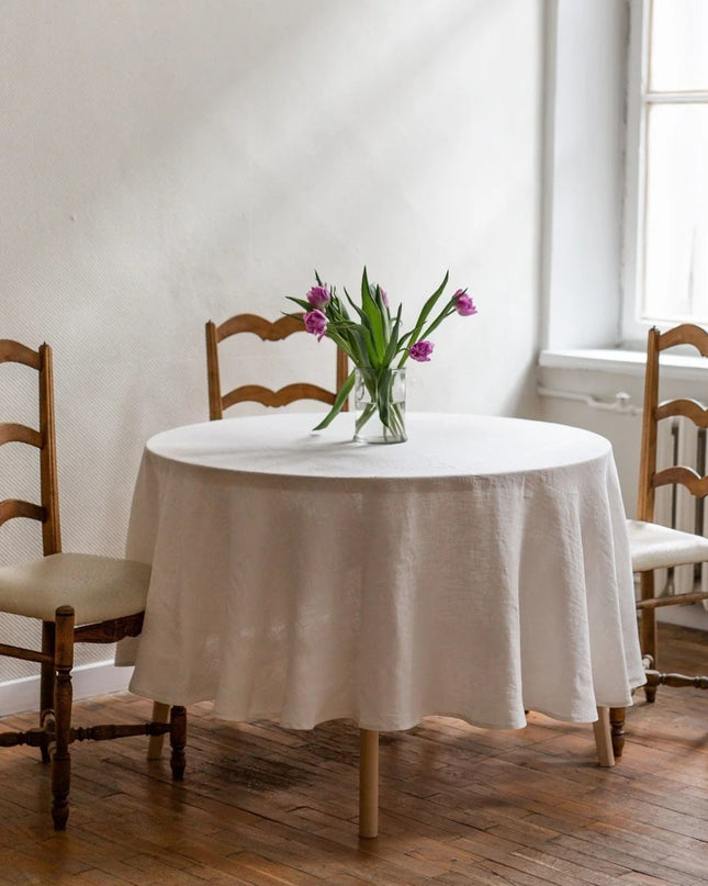 Linen Tablecloth - Round White