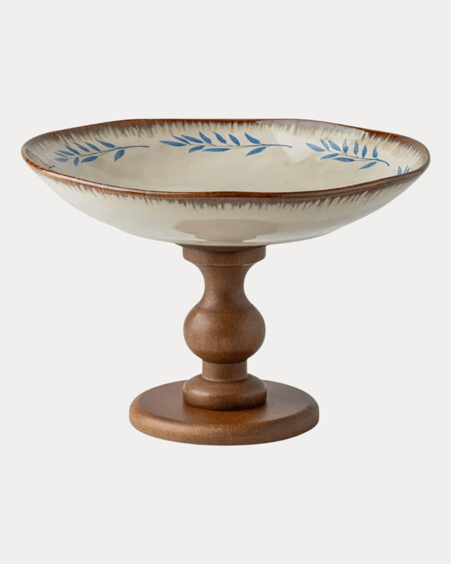 Wooden Canglan Flower Ceramic Plate