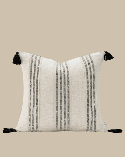Handwoven Cotton-Linen Striped Pillow