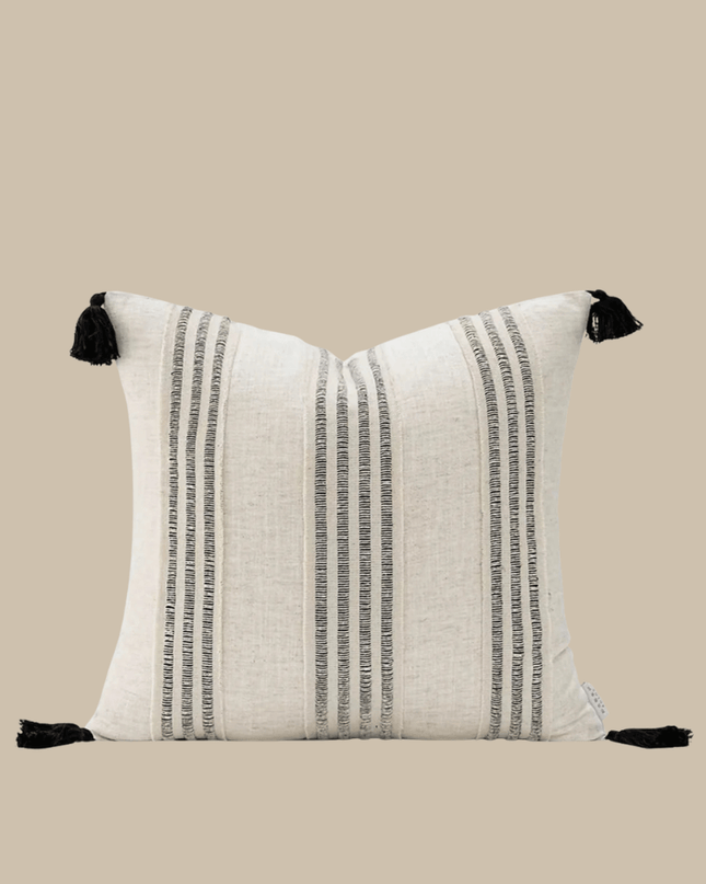 Handwoven Cotton-Linen Striped Pillow