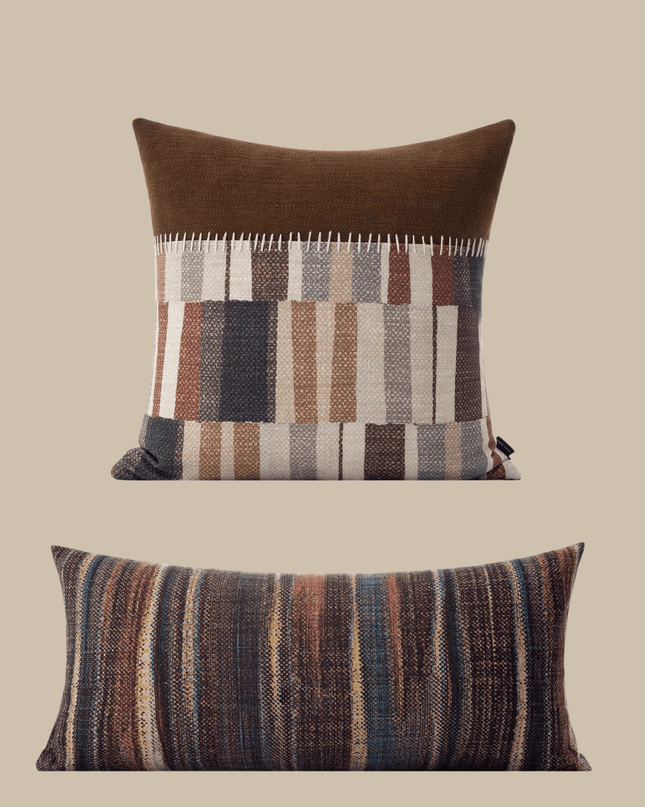 Antique Handcrafted Colorful Striped Cotton Linen Pillow