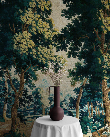 18th Century Medieval Handcrafted Forest Verdure Tapestry