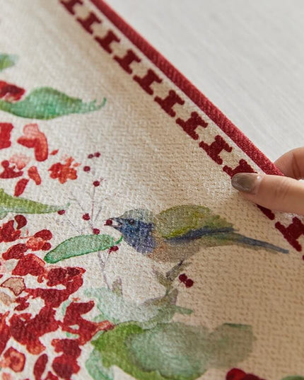 Osmanthus Bird Hand-Painted Table Runner - Christmas Theme