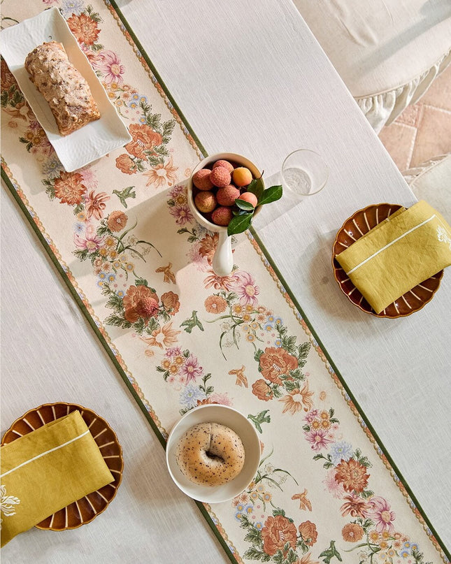 Christmas Camellia & Bird Cashmere Table Runner