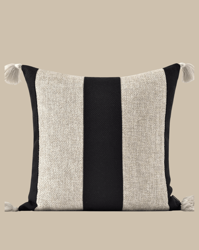 Wabi-sabi Hand-knotted Stripe Tassel Linen Cushion
