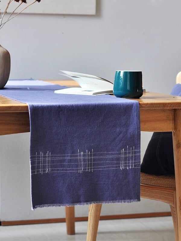 Navy Blue Linen Table Runner