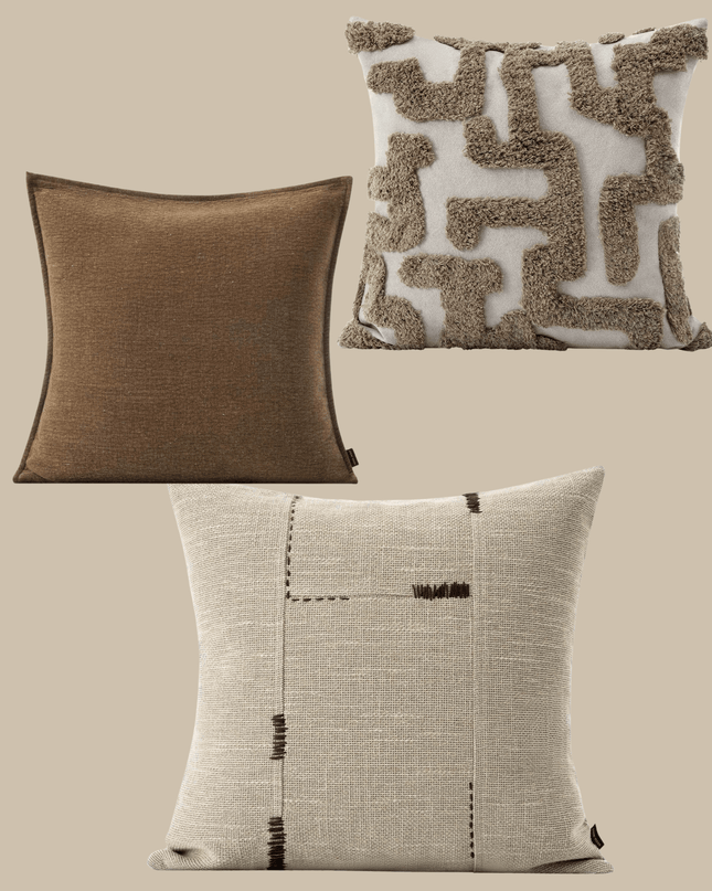 Modern Living Room Embroidered Linen Throw Pillows