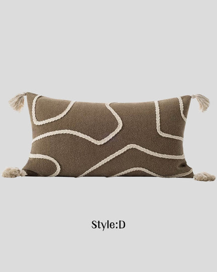 Antique Cotton Linen Tassel Throw Pillow Cover