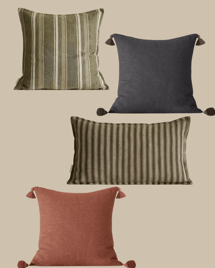 Linen Striped Vintage Pillow Set