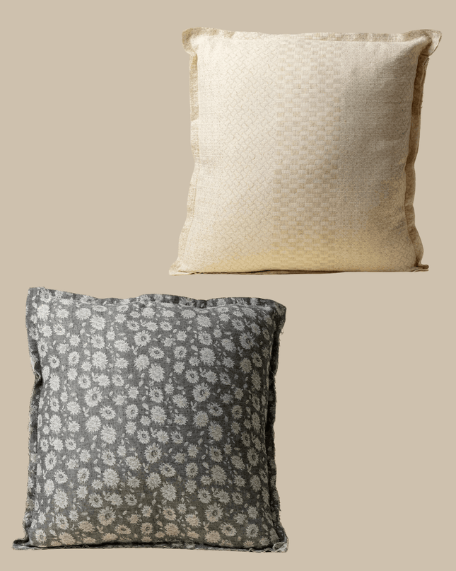 Modern Floral Cotton-Linen Pillow
