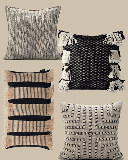 Modern Minimalist Hand-Knotted Cotton Linen Pillow