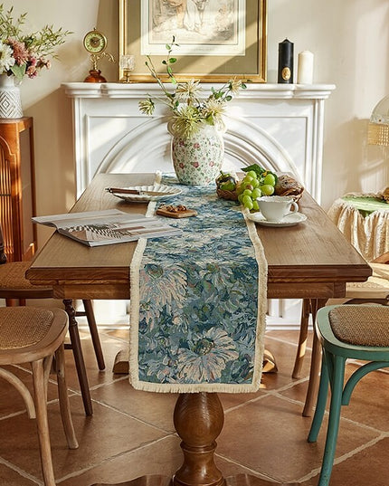Oil Painted Flower Table Runner