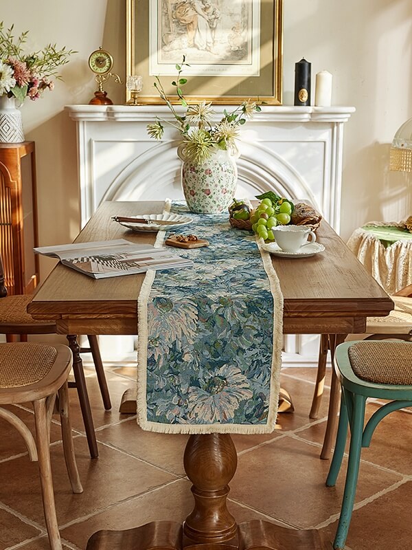 Oil Painted Flower Table Runner