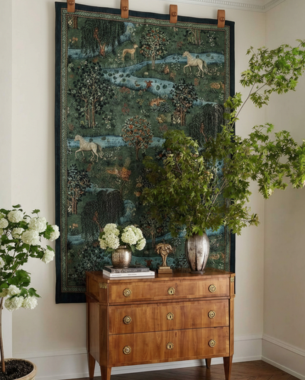 木夹固定挂毯效果图