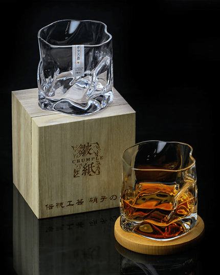 Edo Kiriko "Crumple Body" Whisky Glass - Authentic Japanese Artistry
