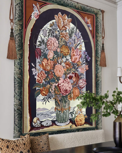 Ambrosius Bouquet Flower Belgian Jacquard French Dark Tapestry