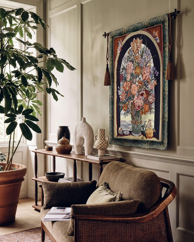Ambrosius Bouquet Flower Belgian Jacquard French Dark Tapestry