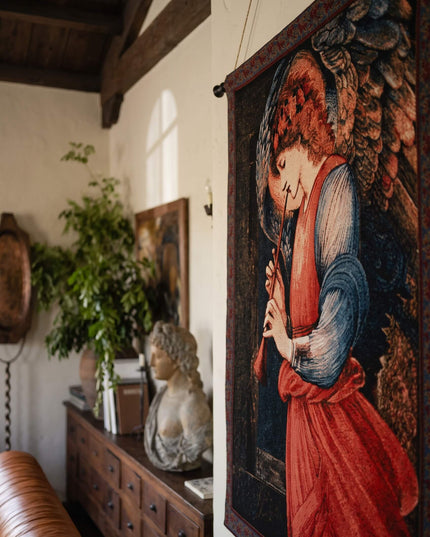 Angel Playing a Flageolet Religious Tapestry Wall Hanging - Edward Burne-Jones Christian