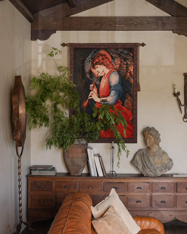Angel Playing a Flageolet Religious Tapestry Wall Hanging - Edward Burne-Jones Christian