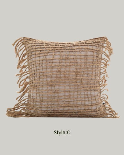 Antique Hand-Woven Cotton Linen Cushion Cover | Natural Breathable Home Décor