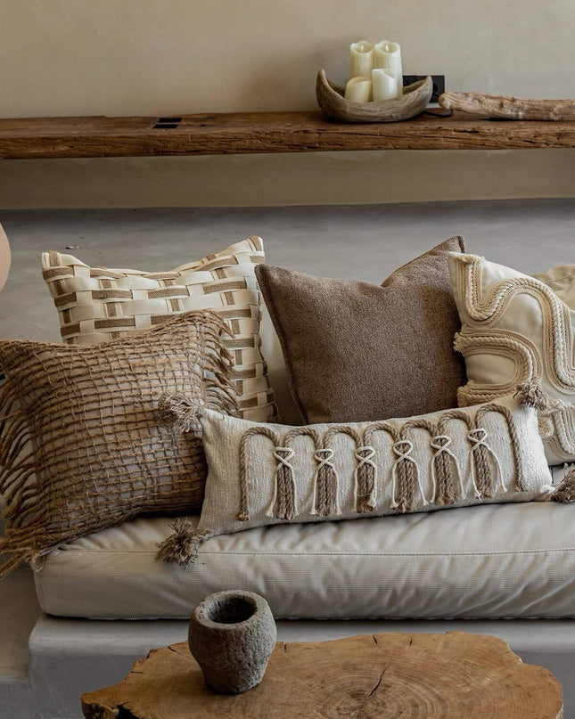 Antique Hand-Woven Cotton Linen Cushion Cover | Natural Breathable Home Décor