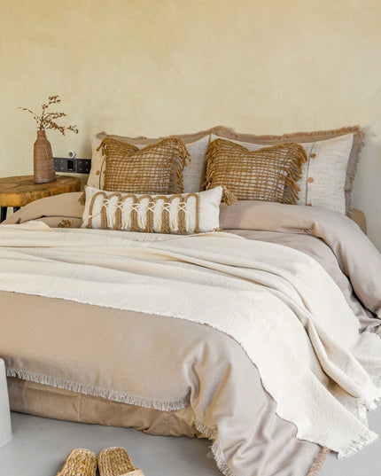 Natural Breathable Organic Cotton Linen Hemp Rope Bedding - Beige Set