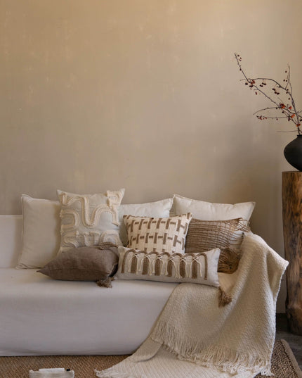 Antique Hand-Woven Cotton Linen Cushion Cover | Natural Breathable Home Décor