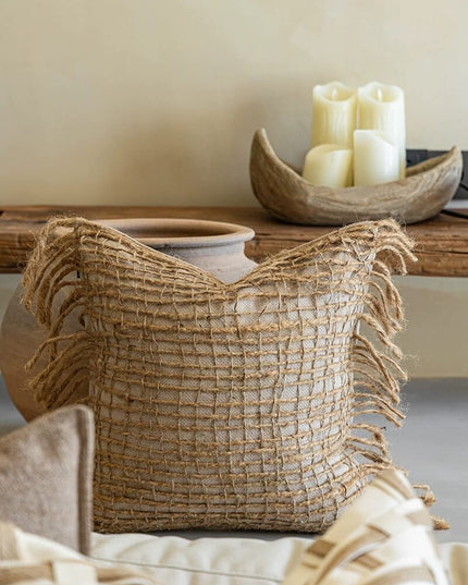 Antique Hand-Woven Cotton Linen Cushion Cover | Natural Breathable Home Décor