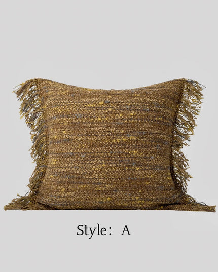 Antique Modern Woven Cotton-Linen Throw Pillow Cover
