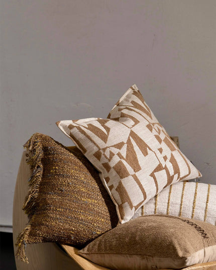 Antique Modern Woven Cotton-Linen Throw Pillow Cover