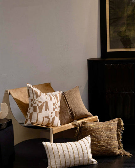 Antique Modern Woven Cotton-Linen Throw Pillow Cover