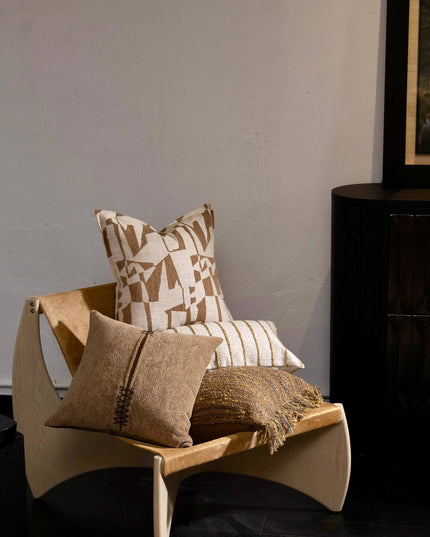 Antique Modern Woven Cotton-Linen Throw Pillow Cover