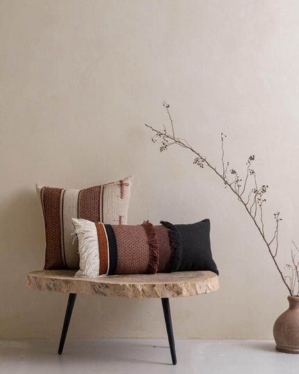 Antique Modern Woven Cotton Linen Tassel Throw Pillow Cover