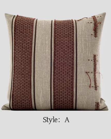 Antique Modern Woven Cotton Linen Tassel Throw Pillow Cover